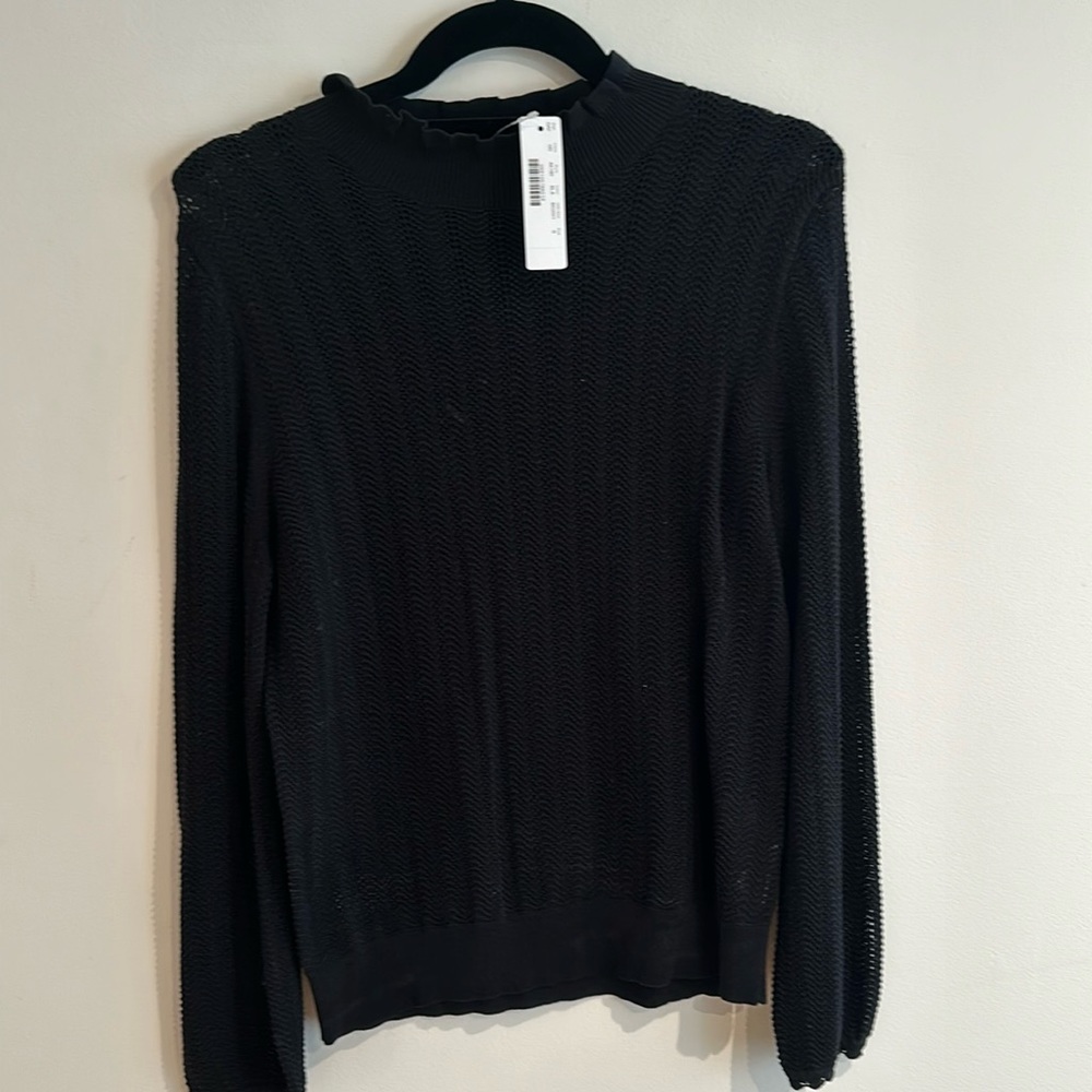 J.Crew Pointelle ruffle mockneck sweater